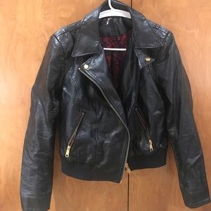 Free people vegan leather bomber style jacket sz M
